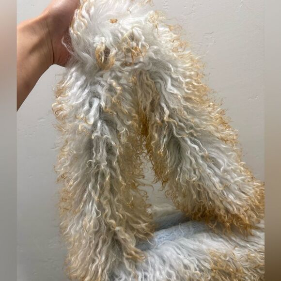 2 Tone Real Mongolian Lamb Fur Handmade Shoulder Bag, Real Shearling Crossbody - Picture 12 of 16